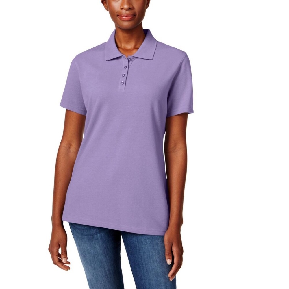 KAREN SCOTT COTTON PIQUE POLO TOP